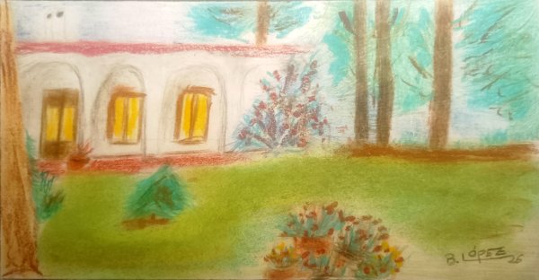 Lápiz polychromos con lápiz tiza sobre papel &raquo; 14 x 26 cm